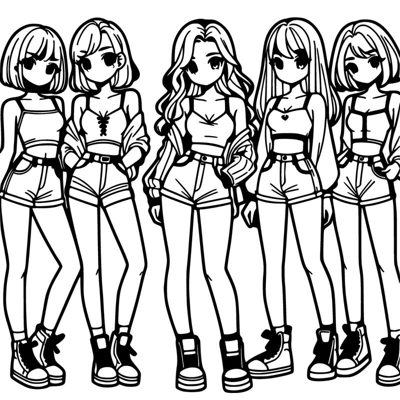 a group of girls wearing crop tops and shorts
