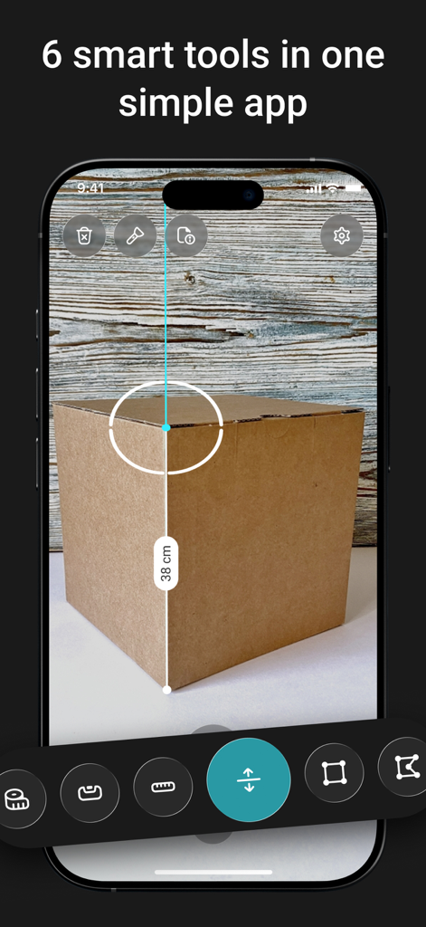 ARを使用して段ボール箱の高さを測定するiPhoneアプリ「Measuring Tape Ruler」