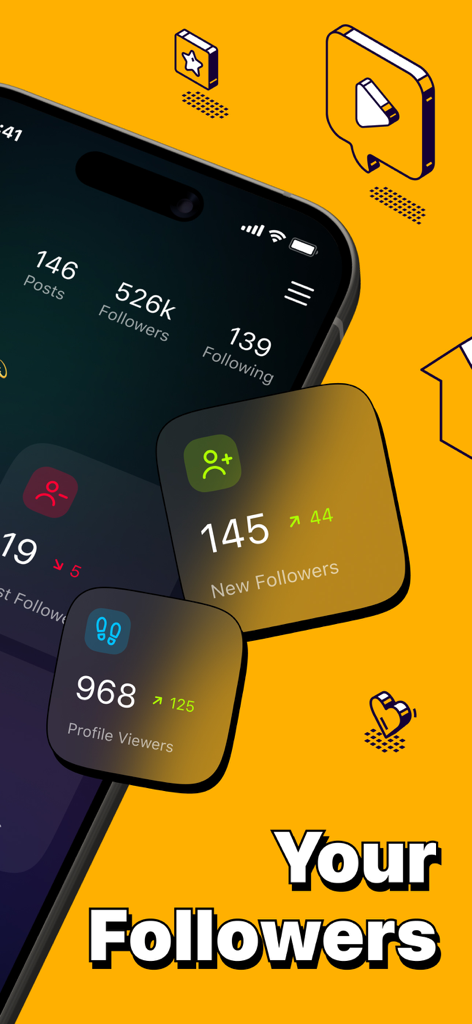 Followers+ & Reports Tracker - Followers Plus app dashboard displaying Instagram follower insights and profile views