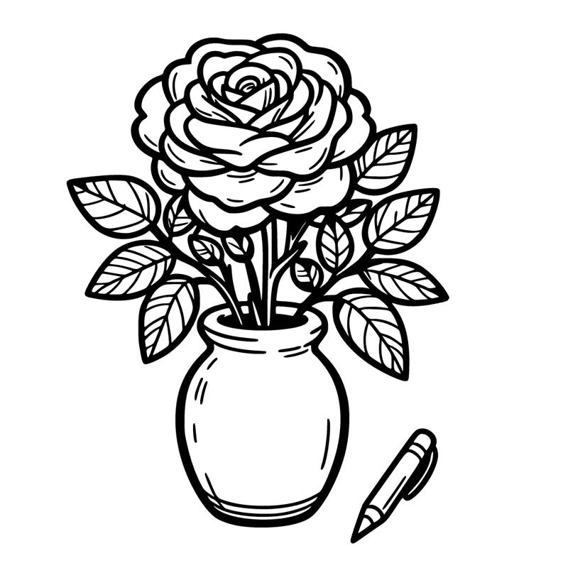 rose in a slender vase
