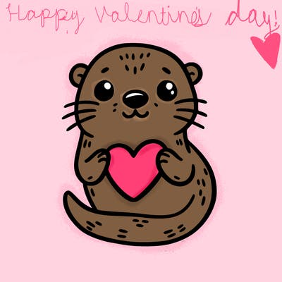 otter with a heart