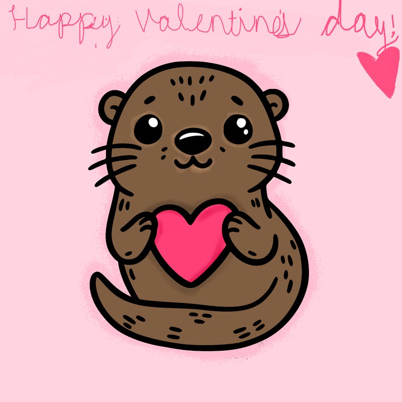 otter with a heart
