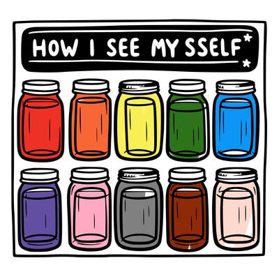 8 empty jar and at the top is says “how i see myself jars”