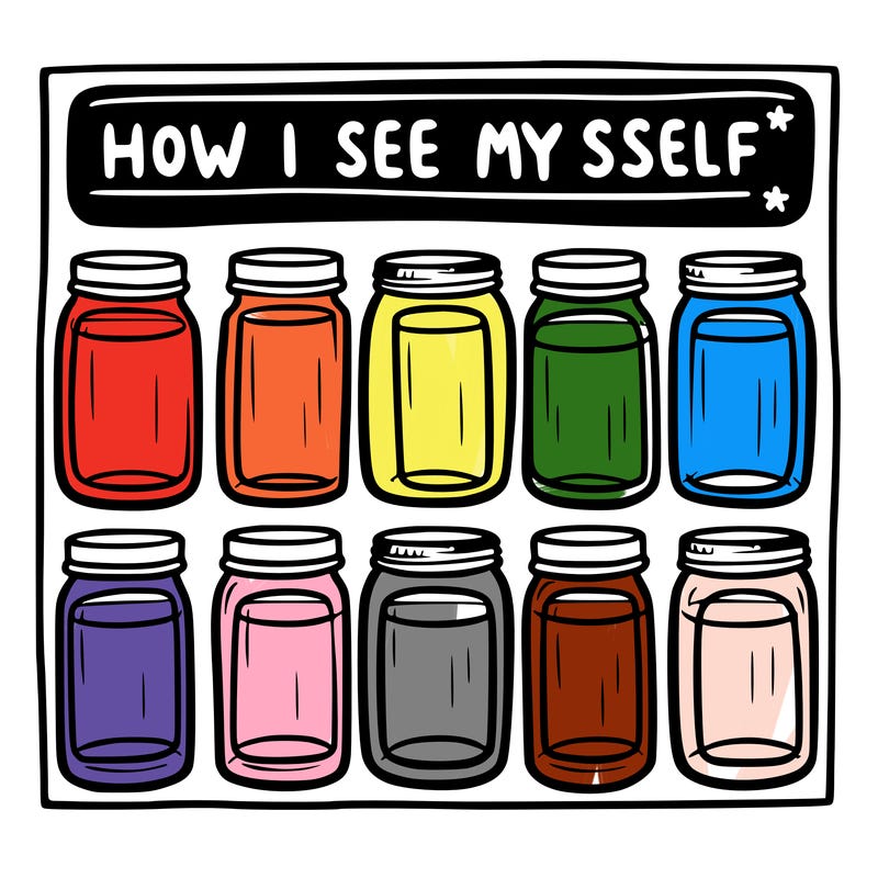 8 empty jar and at the top is says “how i see myself jars”
