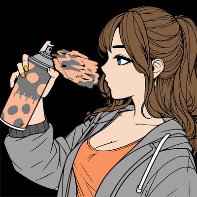 a realistic girl spray, painting