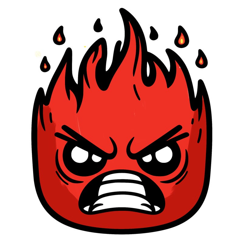 anger face on fire inside out