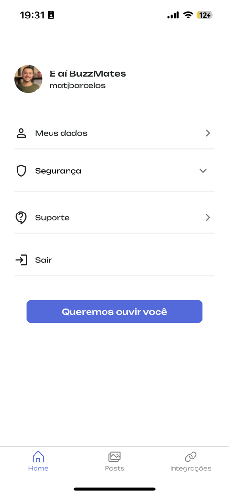 Inbazz Creators - Inbazz Creators app user profile screen featuring account settings and navigation menu