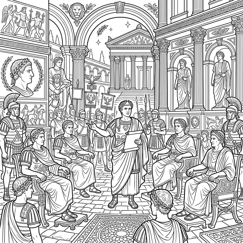 Roman Emperors Coloring Page - Free Printable Full Scene — Color Pop