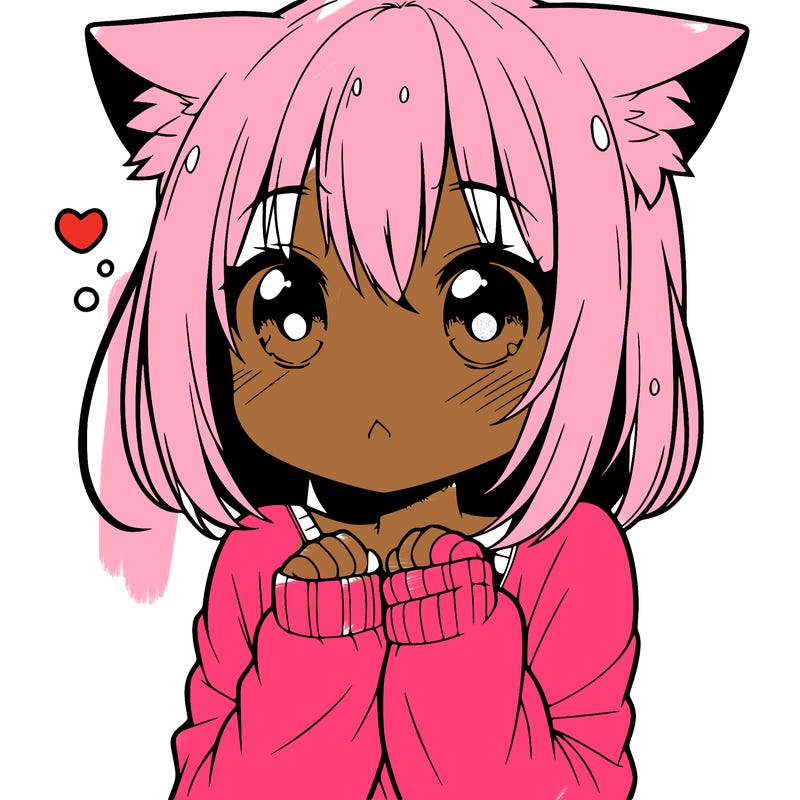 shy anime catgirl