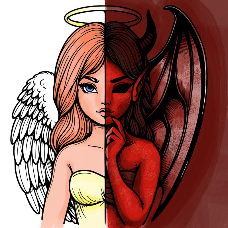 realistic angel half demon