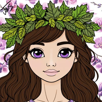 realistic girl with fall leaf crown