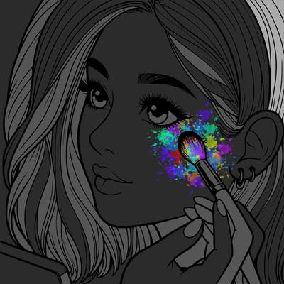 a realistic girl doing her makeup