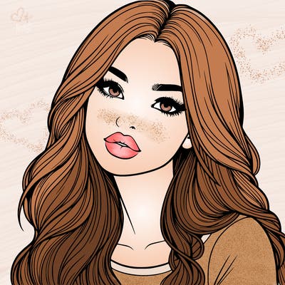 realistic girl with hair on her hair and lips