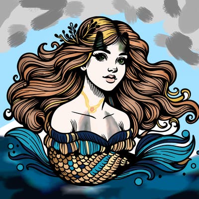 realistic beautiful siren woman