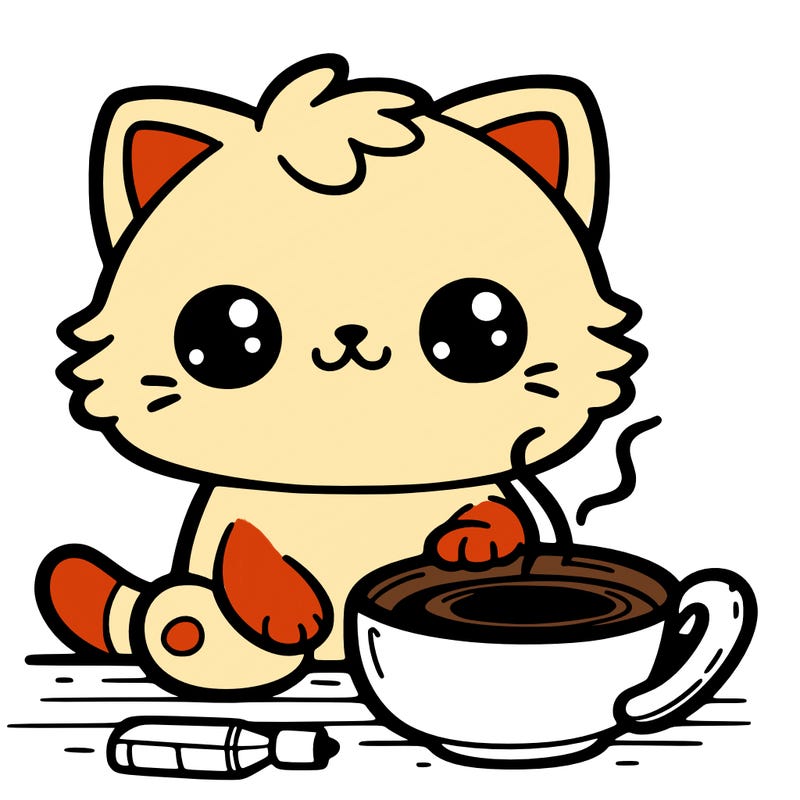 cat with coffee