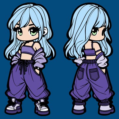 girl in crop top and baggy pants