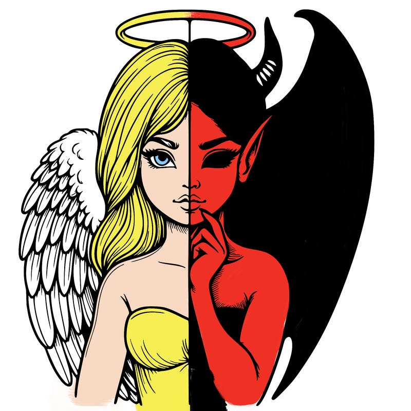 realistic angel half demon