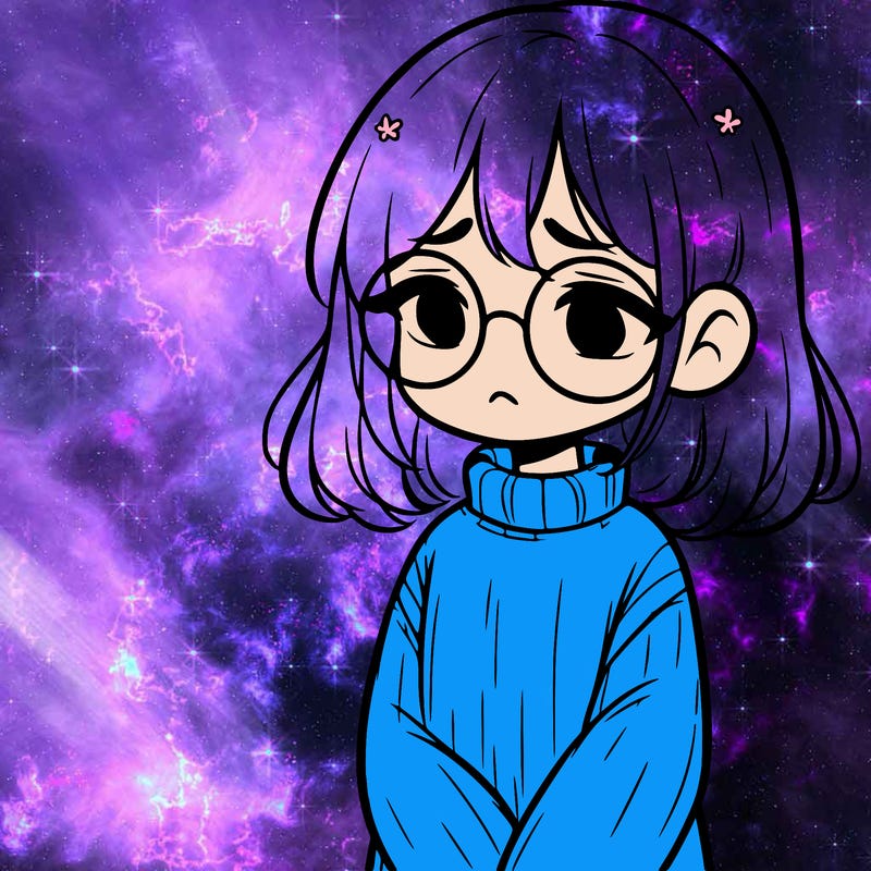 sad girl with glasses in a sweater