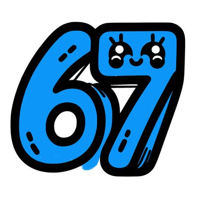 the numbers 67