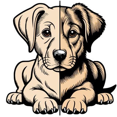 realistic dog split picture