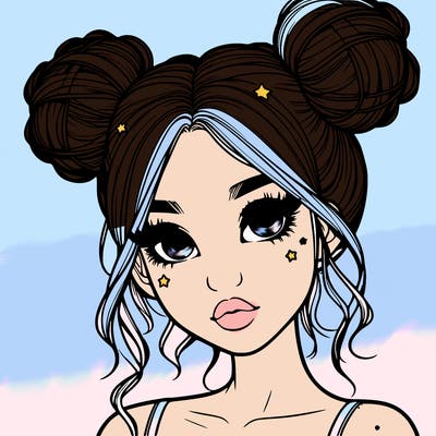 realistic girl with space buns