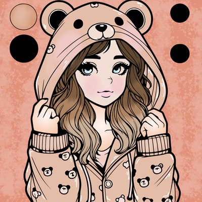 realistic girl in a animal pjs hoodie