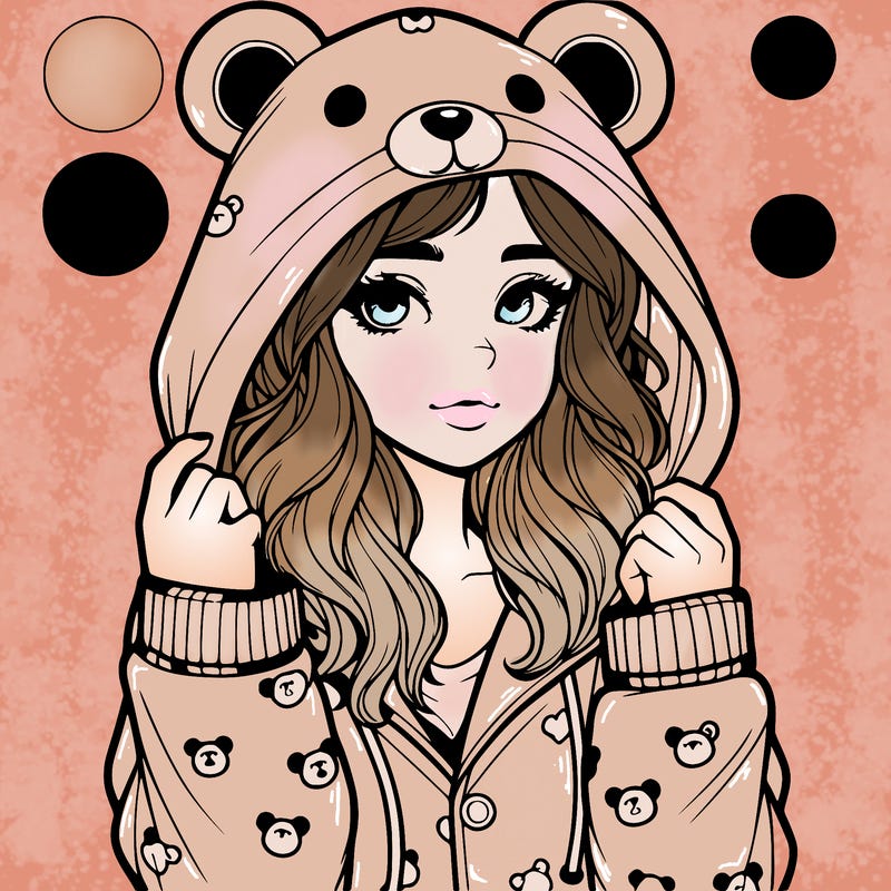 realistic girl in a animal pjs hoodie