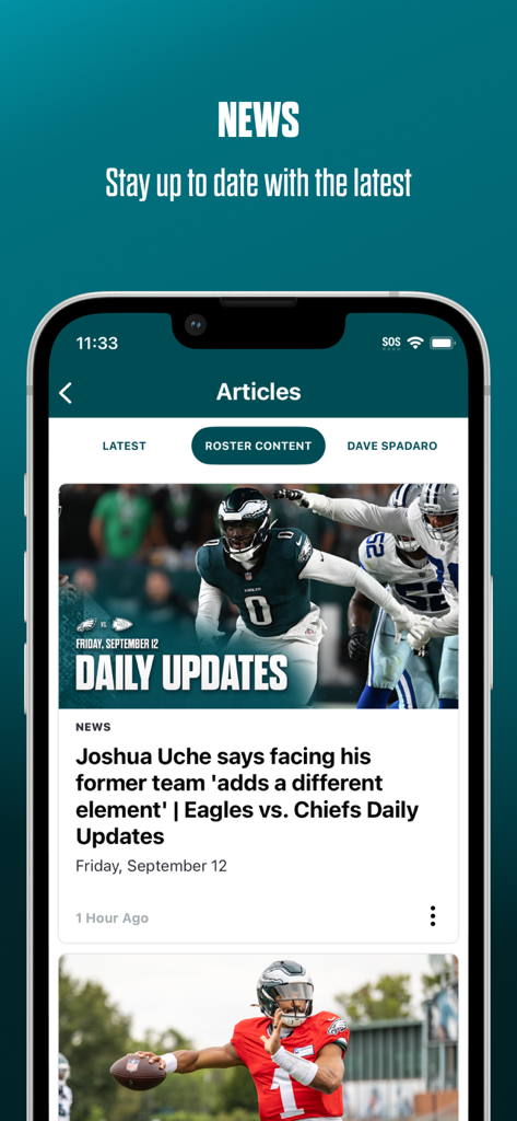 Philadelphia Eagles - Philadelphia Eagles official app news section featuring daily updates and articles.