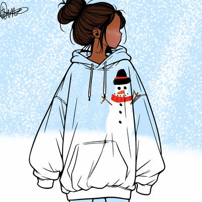 realistic girl with a oversized sweatshirt on and a bun