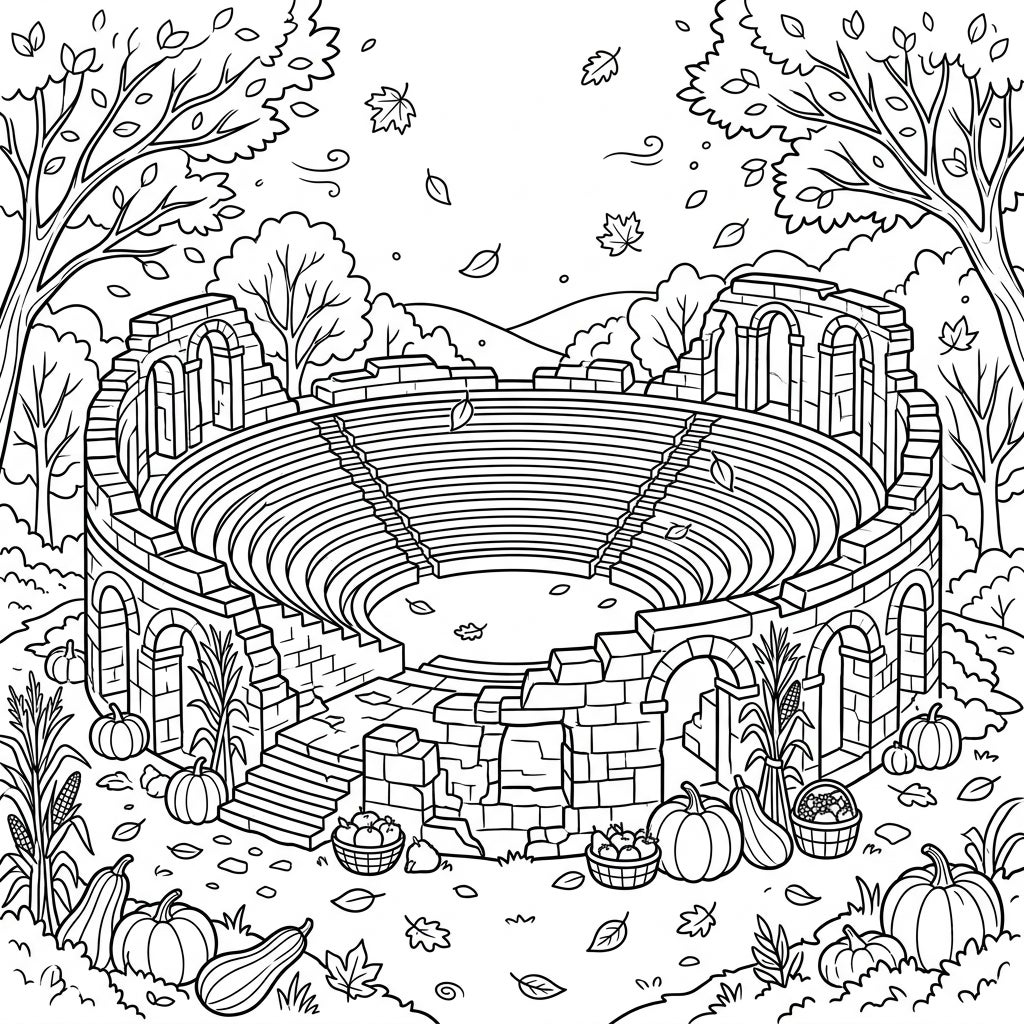 Amphitheater Ruins Coloring Pages - Printable — Color Pop