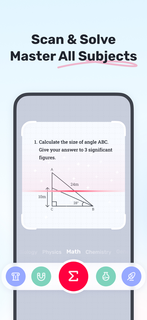Gauth app interface scanning a geometry problem to provide an AI powered solution