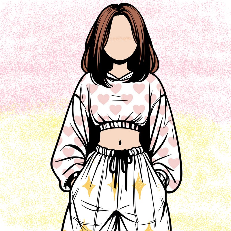 realistic girl faceless with baggy pants and a crop top
