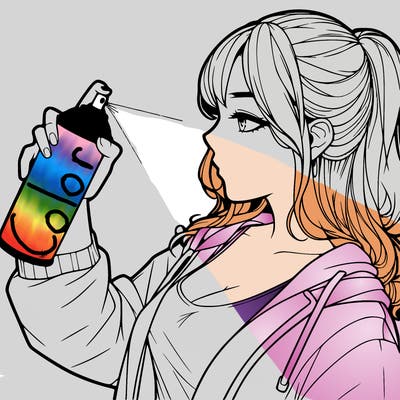 a realistic girl spray, painting