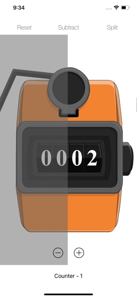 Tap Tap Counter - Digital orange mechanical counter showing two counts