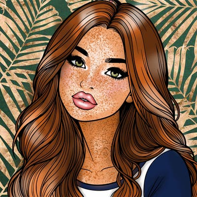 realistic girl with hair on her hair and lips
