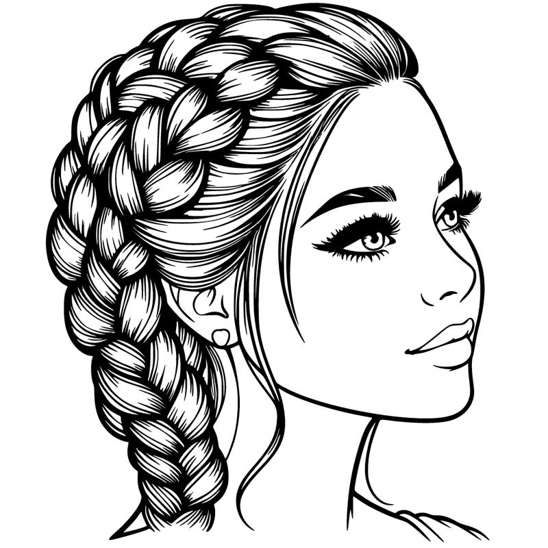 realistic woman with french braided hair