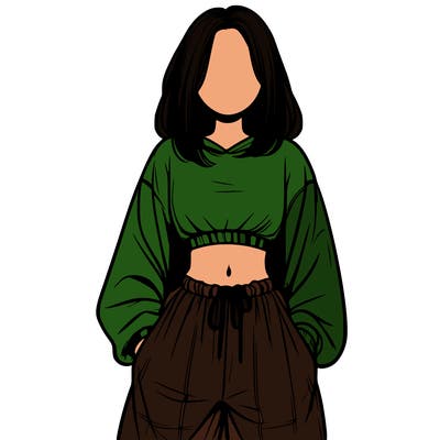 realistic girl faceless with baggy pants and a crop top
