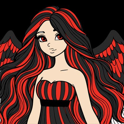 a realistic female angel with long locks