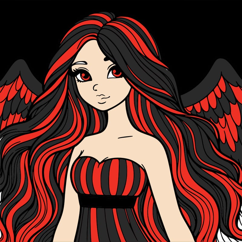 a realistic female angel with long locks