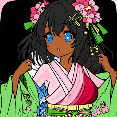 anime girl wearing up kimono