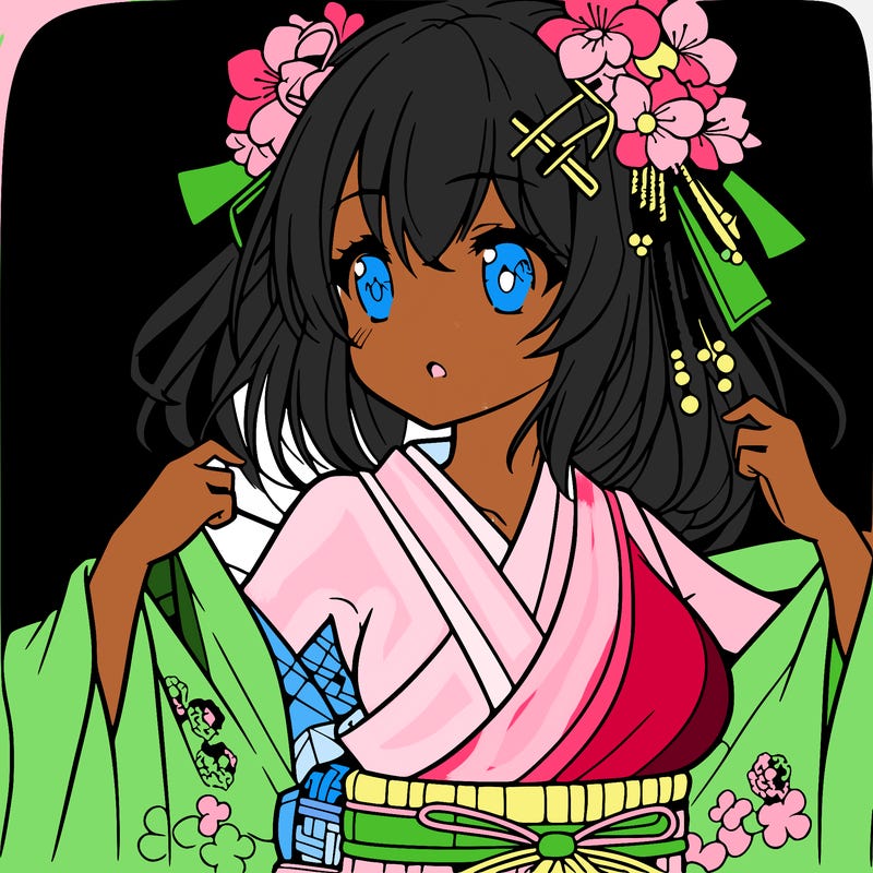 anime girl wearing up kimono