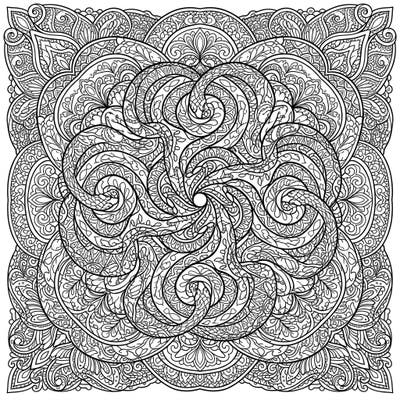 Explore the mesmerizing patterns of this Zentangle Snake Mandala. Its intricate design features coiled serpents woven into a symmetrical masterpiece, perfect for focused, meditative coloring.