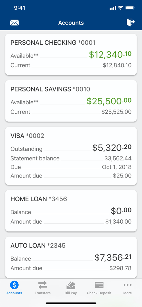 CBTx Mobile Banking - CBTx Mobile Banking accounts overview showing checking savings and loan balances