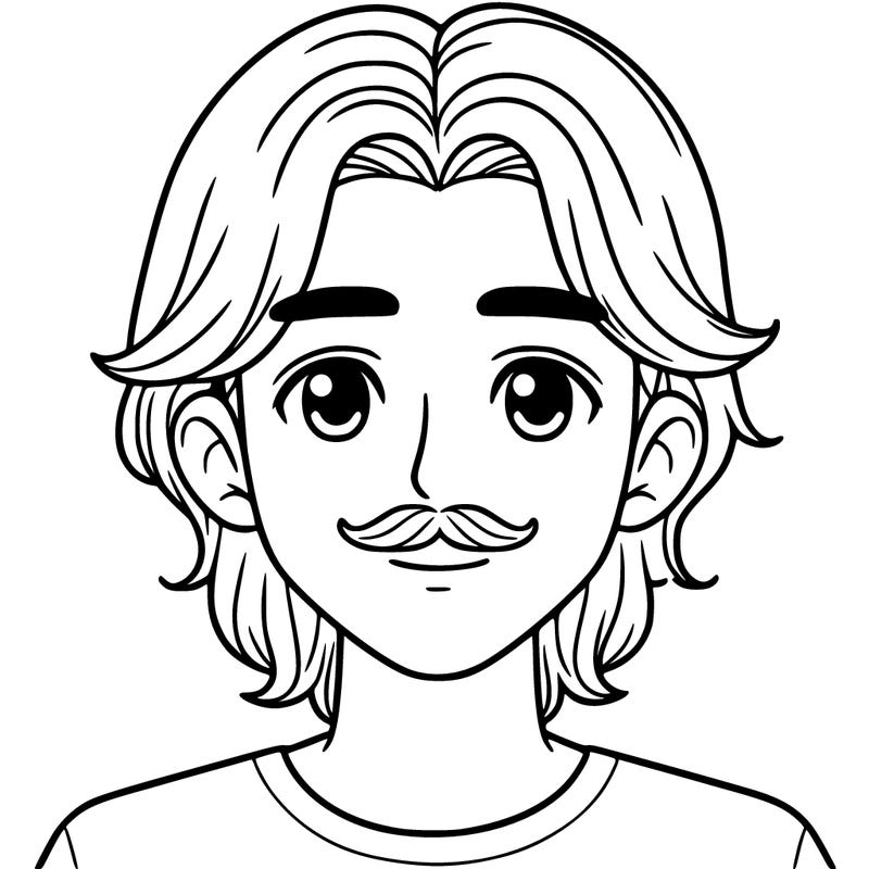 16 years old boy with shoulder length hair with mustache