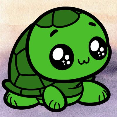 cute little animated turtle