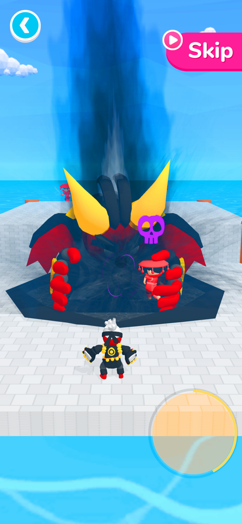 Ninja Hands 2 - A ninja character facing a giant monster boss in a stylized action game