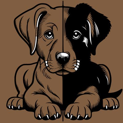 realistic dog split picture