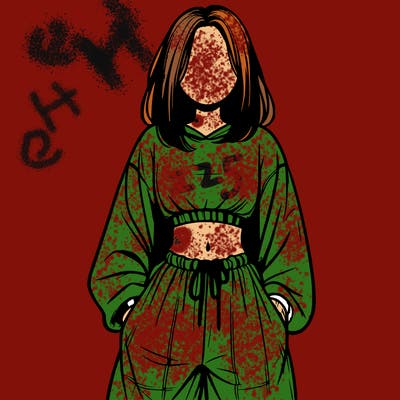 realistic girl faceless with baggy pants and a crop top