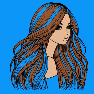 realistic girl with long realistic hair