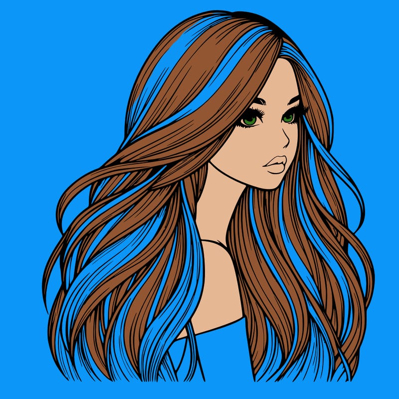realistic girl with long realistic hair